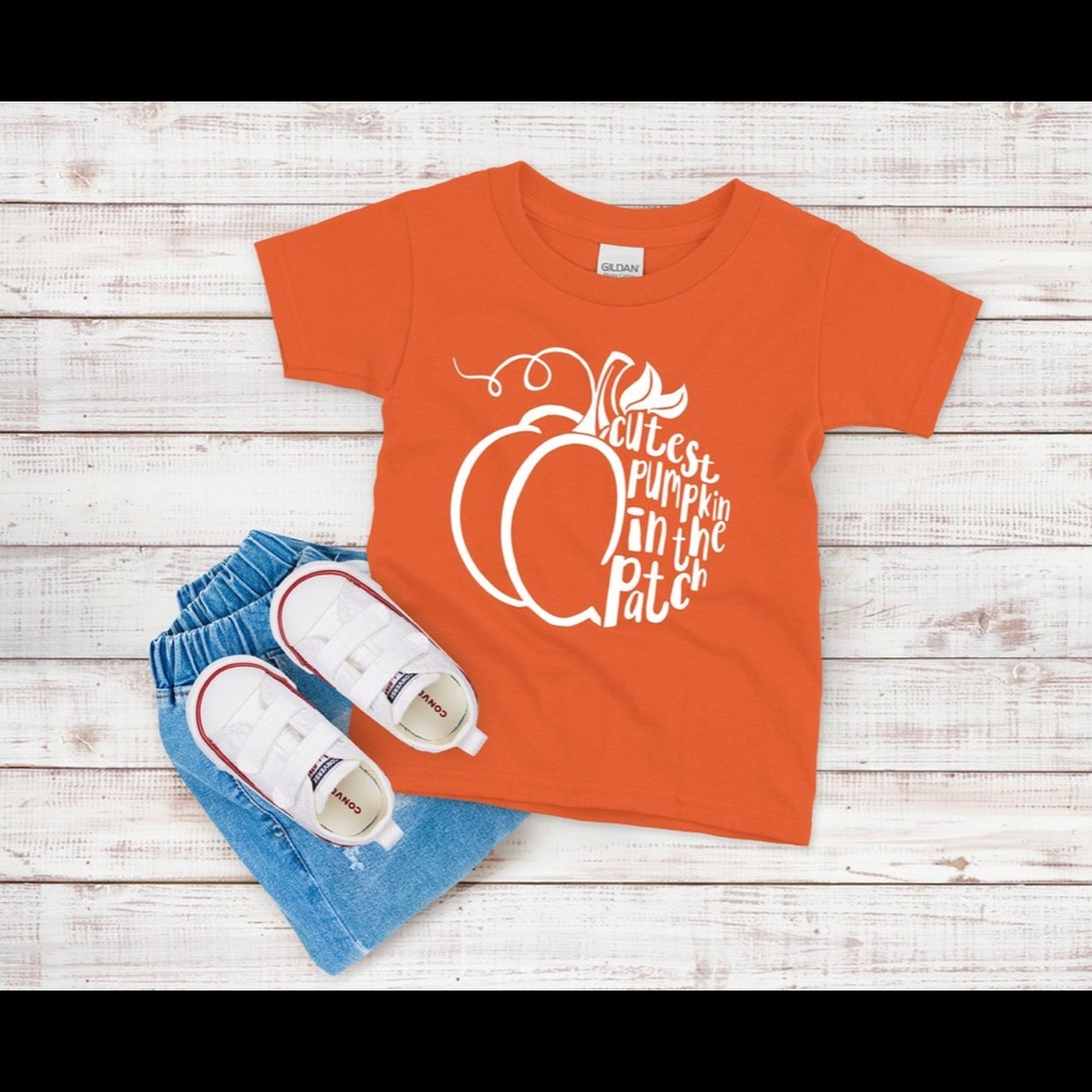Cutest pumpkin in the patch Toddler shirt graphic tee cute saying fall autumn